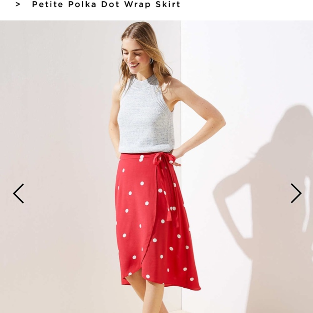 00P red, polka dot flow skirt